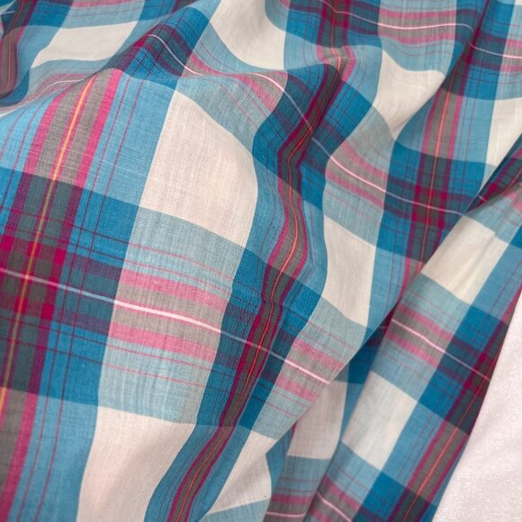 Wrangler Mens Med‎ Western Pearl Snap Short Sleeve Shirt Blue Red Plaid Grandpa - Picture 4 of 13